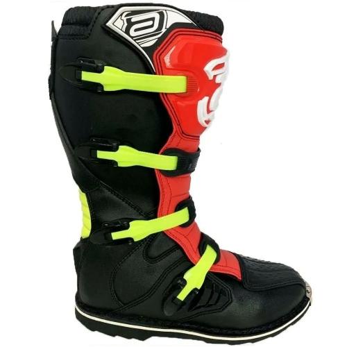 Bota ASW Importada Preto/ Vermelho/ Amarelo Fluor