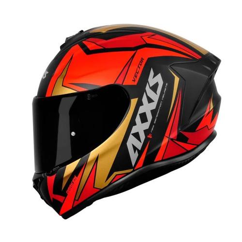 Capacete Axxis Draken Vector Matt Preto/ Vermelho/ Dourado