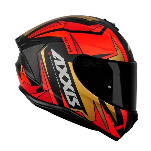 Capacete Axxis Draken Vector Matt Preto/ Vermelho/ Dourado