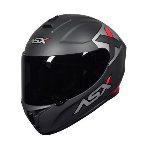 Capacete ASX Draken Concept Fosco Cinza/ Prata/ Vermelho