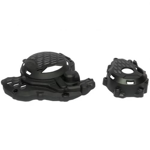 Protetor de Tampas Laterais do Motor AMX MXF300 TS KTM 2T 250/300 17/22 Preto PTLKT2T02